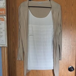 Chic Layered Beige and White Blouse